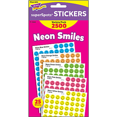 TREND superSpots Neon Smiles Stickers Variety Pack (TEPT1942)