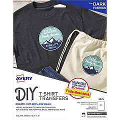 Avery Heat Transfers for Dark Fabric, 8.5" x 11" , 5 Sheets (AVE3279)