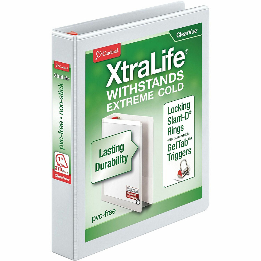Cardinal Xtralife ClearVue Locking Slant-D Binders (CRD26300CB)