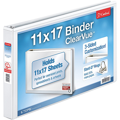 Cardinal ClearVue Overlay Tabloid D-Ring Binders (CRD22112CB)