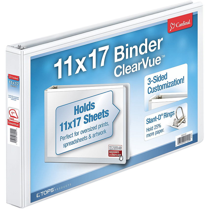Cardinal ClearVue Overlay Tabloid D-Ring Binders (CRD22112CB)