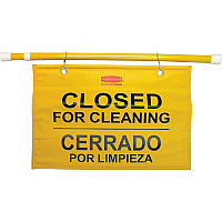 Rubbermaid Commercial Multilingual Closed for Cleaning Safety Sign (RCP9S1600YL)