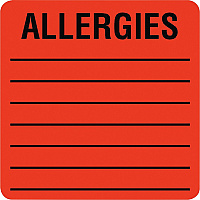 Tabbies Square ALLERGIES Labels (TAB40560)