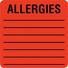 Tabbies Square ALLERGIES Labels (TAB40560)