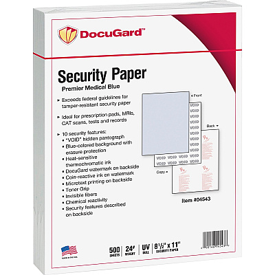DocuGard Premier Security Paper for Printing Prescriptions & Preventing Fraud, 10 Features (PRB04543)