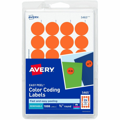 Avery Color-Coding Labels, Removable Adhesive, 3/4" Diameter, 1,008 Labels (05465)
