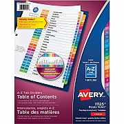 Avery Ready Index Table of Contents Dividers for Laser and Inkjet Printers, A-Z (AVE11125)