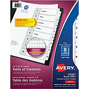 Avery Ready Index Table of Content Dividers for Laser and Inkjet Printers, 8 tabs (AVE11132)