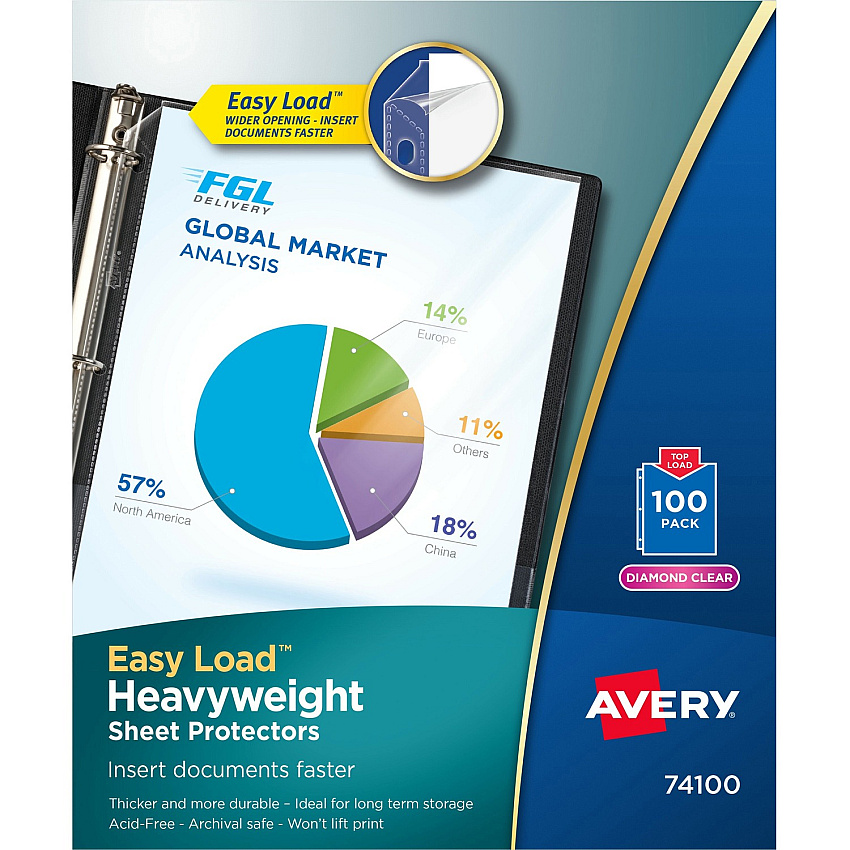 Avery Heavyweight Sheet Protectors - Acid-free, Archival-safe (AVE74100)