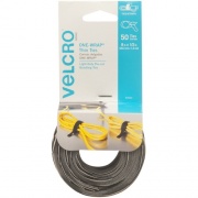 Velcro ONE-WRAP Thin Ties 8in x 1/2in Ties Gray & Black 50 ct (90924)