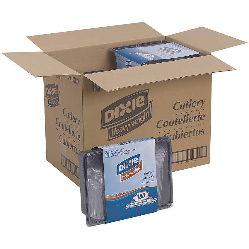 Dixie Heavyweight Disposable Forks, Knives & Teaspoons Keeper Pack Grab-N-Go by GP Pro (DXECH0180DX7CT)