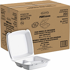 Dart 8-1/2" Triple-Compartment Foam Containers (DCC85HT3)