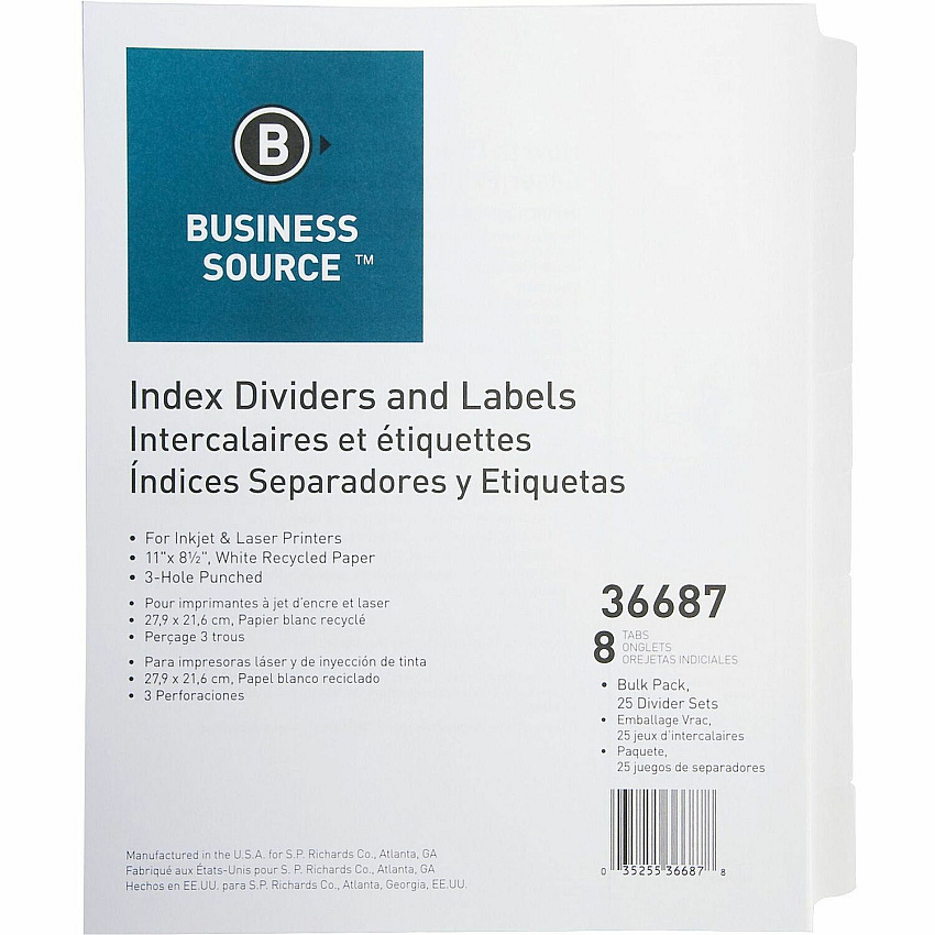 Business Source Punched Laser Index Dividers (BSN36687)