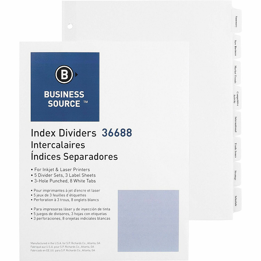 Business Source Punched Tabbed Laser Index Dividers (BSN36688)