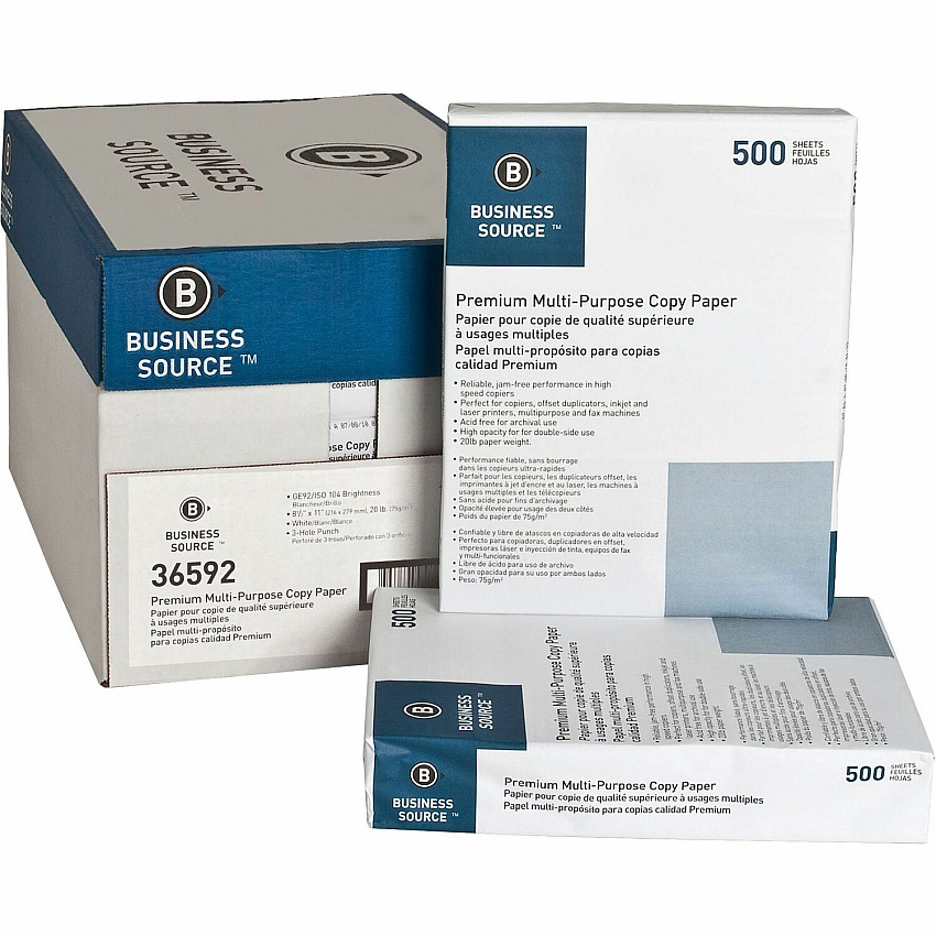 Business Source 3HP Premium Multipurpose Copy Paper - White (BSN36592)