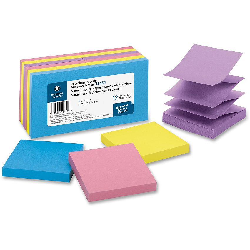 Business Source Reposition Pop-up Adhesive Notes (BSN16450)