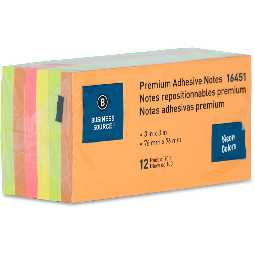 Business Source Repositionable Neon Notes (BSN16451)