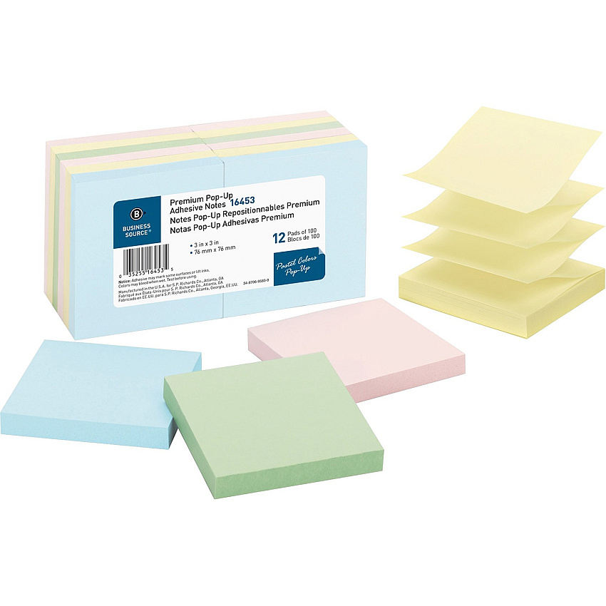 Business Source Reposition Pop-up Adhesive Notes (BSN16453)