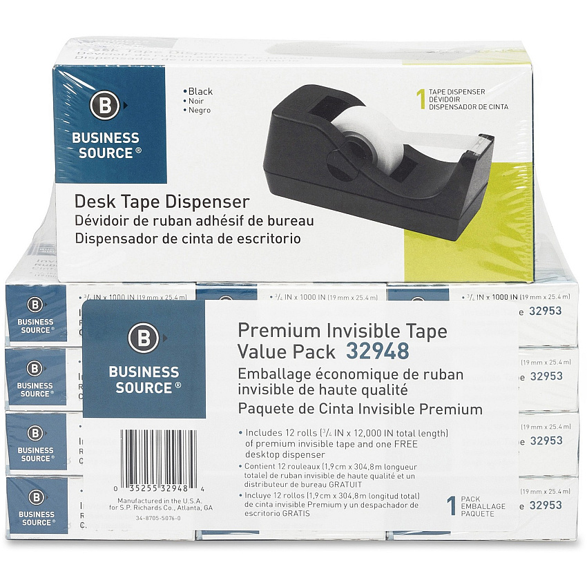 Business Source Invisible Tape Dispenser Value Pack (BSN32948)