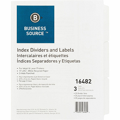 Business Source 3-Hole Punched Laser Index Tabs (BSN16482)