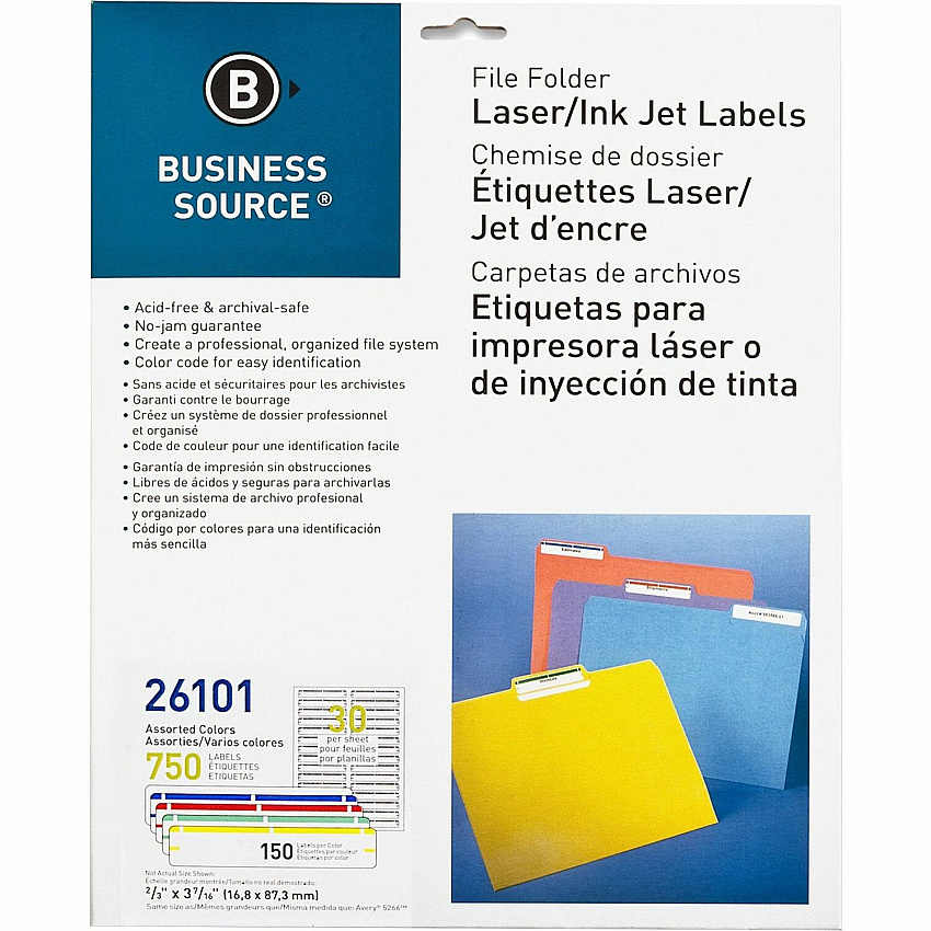Business Source Laser/Inkjet File Folder Labels (BSN26101)