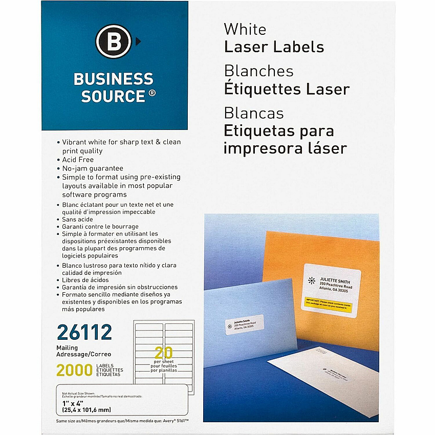 Business Source Bright White Premium-quality Address Labels (BSN26112)