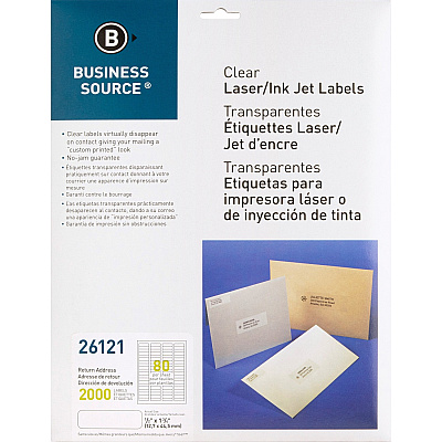 Business Source Clear Return Address Laser Labels (BSN26121)