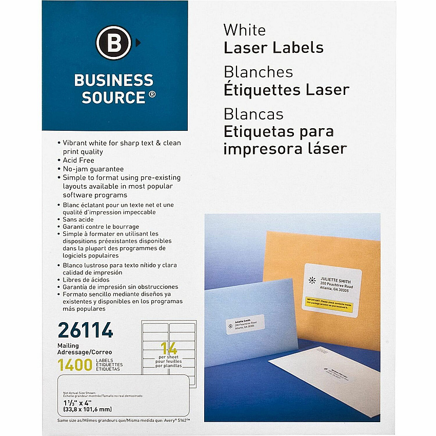 Business Source Bright White Premium-quality Address Labels (BSN26114)