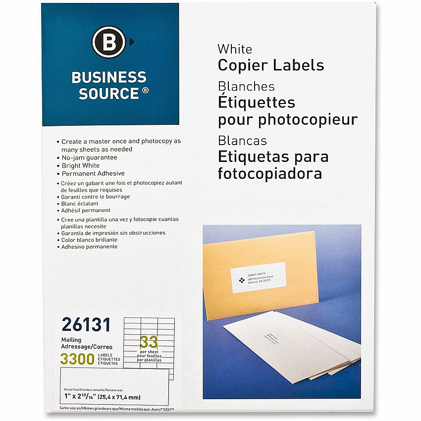Business Source Bright White Copier Labels (BSN26131)
