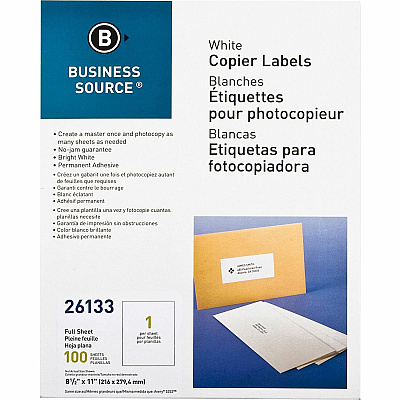 Business Source 8-1/2"x11" Copier Labels (BSN26133)