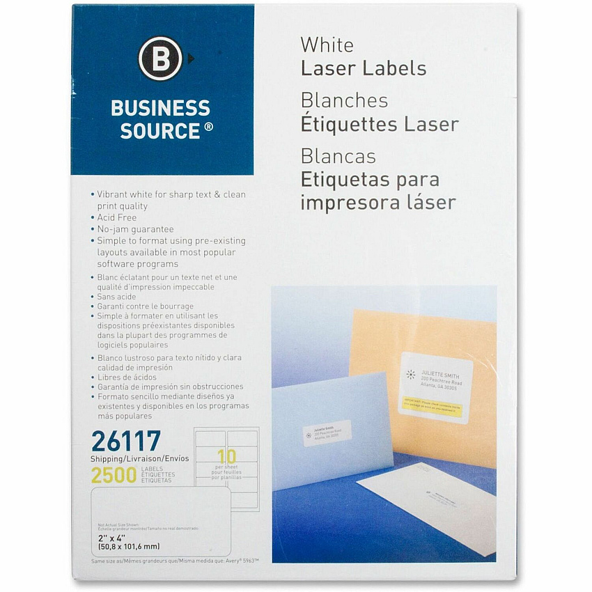 Business Source Bright White Premium-quality Shipping Labels (BSN26117)