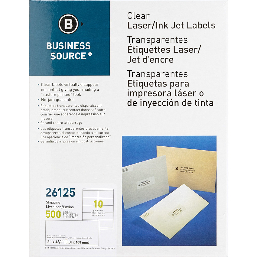 Business Source Clear Shipping Labels (BSN26125)