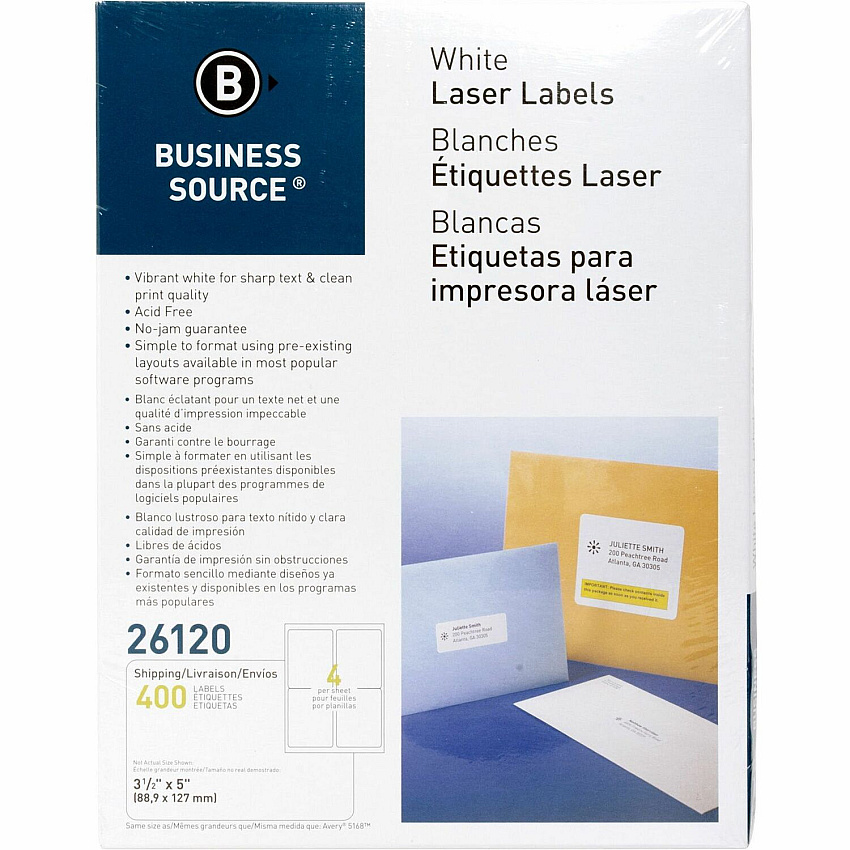 Business Source Bright White Premium-quality Address Labels (BSN26120)