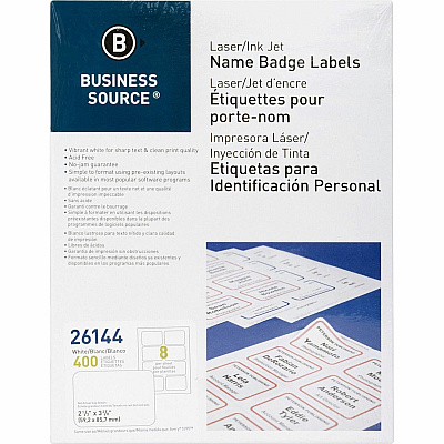 Business Source Laser/Inkjet Name Badge Labels (BSN26144)