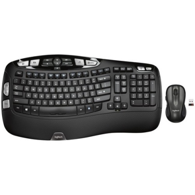 Logitech MK550 Wireless Wave Keyboard and Mouse Combo, Ergonomic Wave Design, Black (920002555)