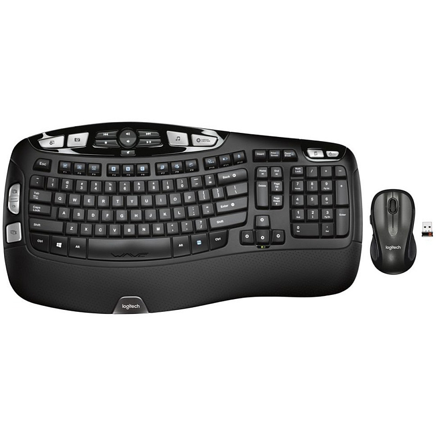 Logitech MK550 Wireless Wave Keyboard and Mouse Combo, Ergonomic Wave Design, Black (LOG920002555)