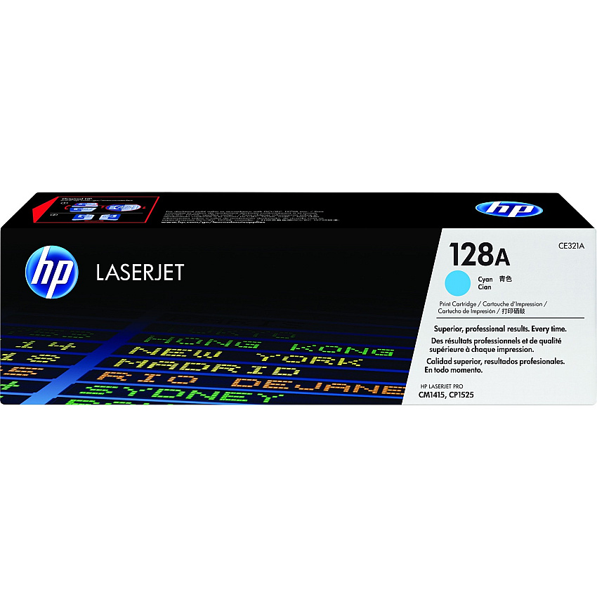 HP 128A (CE321A) Original Standard Yield Laser Toner Cartridge - Single Pack - Cyan - 1 Each