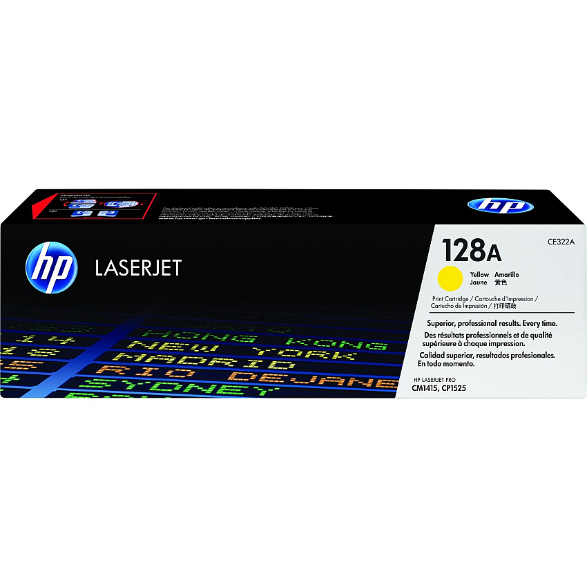 HP 128A (CE322A) Original Standard Yield Laser Toner Cartridge - Single Pack - Yellow - 1 Each