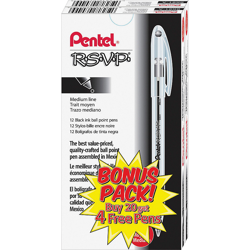 Pentel R.S.V.P. Ballpoint Stick Pens (PENBK91ASWUS)
