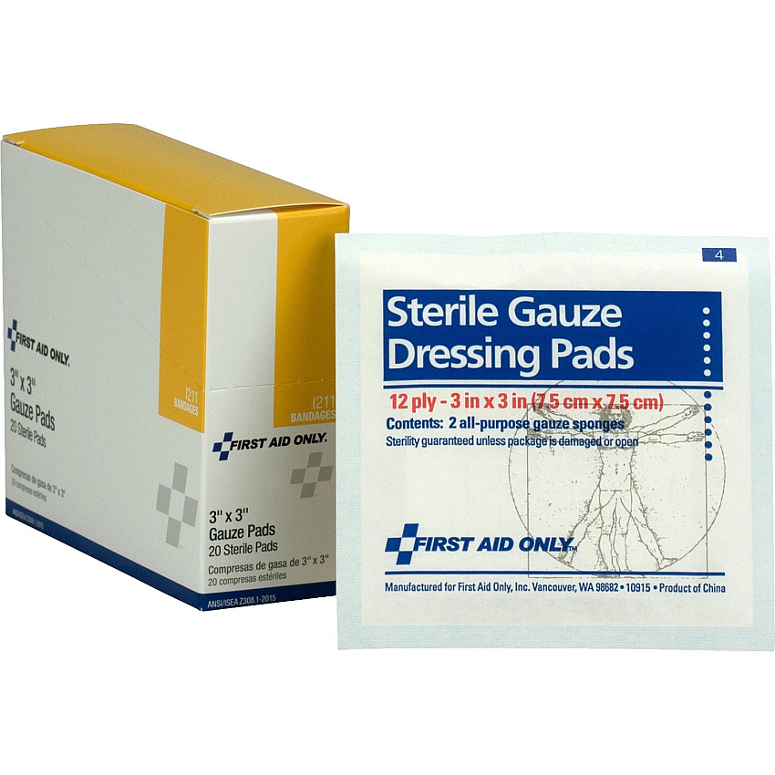 First Aid Only 3"x3" Gauze Pads Dispenser Box (FAOI211)