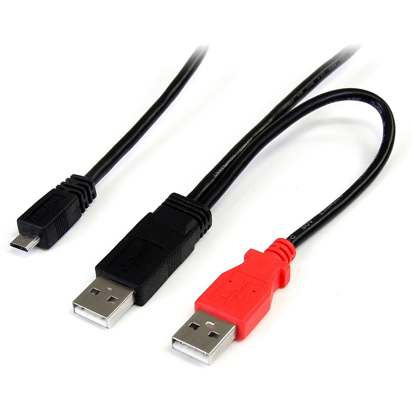 StarTech 1 Ft Usb Y Cable For External Hard Drive (USB2HAUBY1)