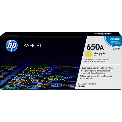 HP 650A (CE272A) Original Laser Toner Cartridge - Single Pack - Yellow - 1 Each