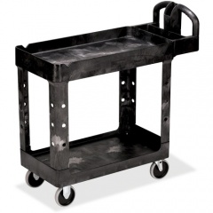 Rubbermaid Commercial HD 2-Shelf Utility Cart with Lipped Shelf (Small) (450088BK)
