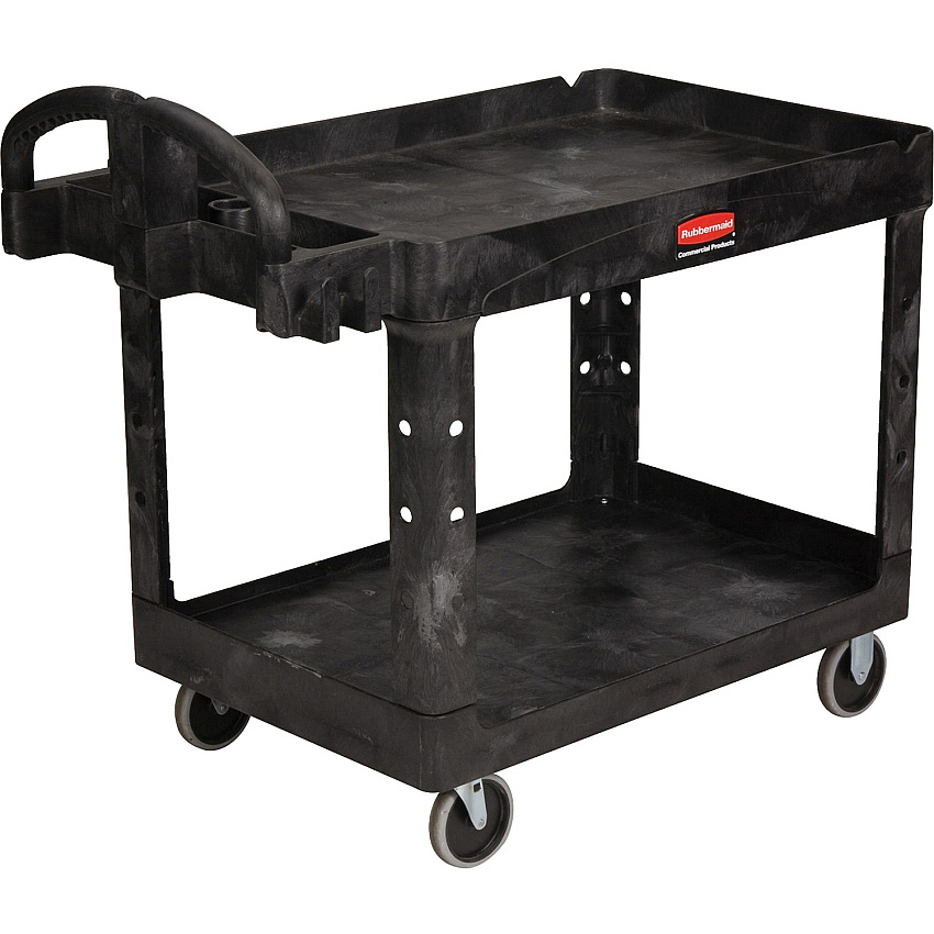 Rubbermaid Commercial Medium Utility Cart with Lipped Shelf (RCP452088BK)