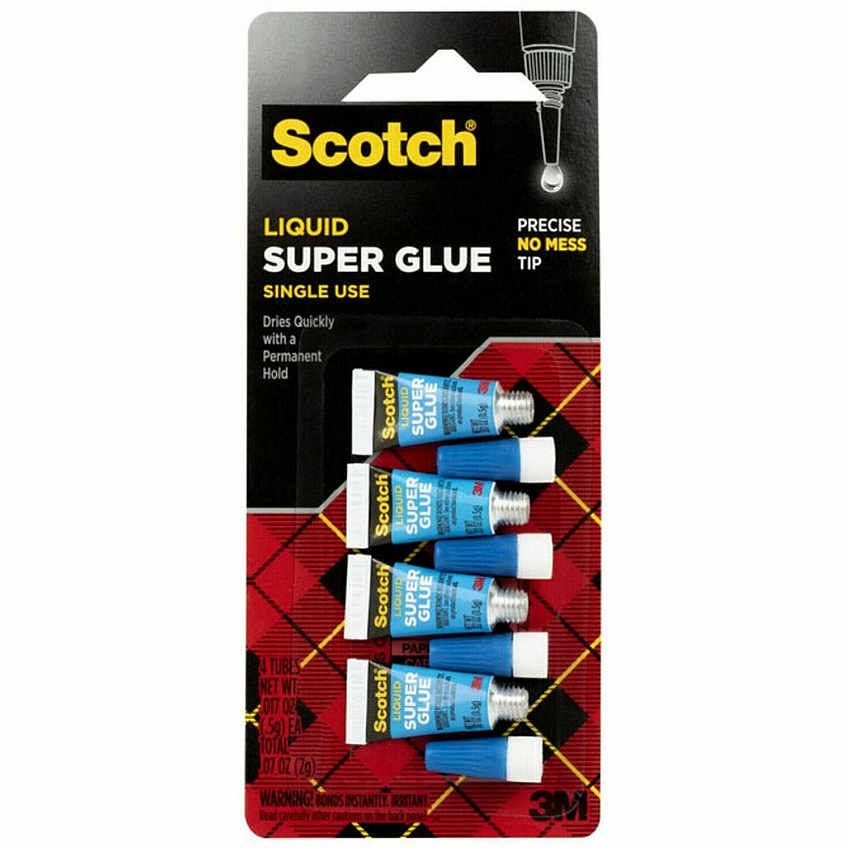 Scotch Super Glue Liquid - 0.05 grams Single-Use Tubes (MMMAD114)