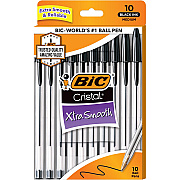 BIC Cristal Ballpoint Stick Pens (BICMSP10BK)