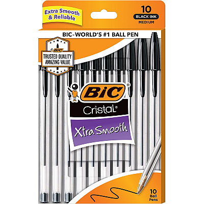 BIC Cristal Ballpoint Stick Pens (BICMSP10BK)