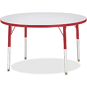 Jonti-Craft Berries Elementary Height Gray Top Color Edge Round Table (6468JCE008)