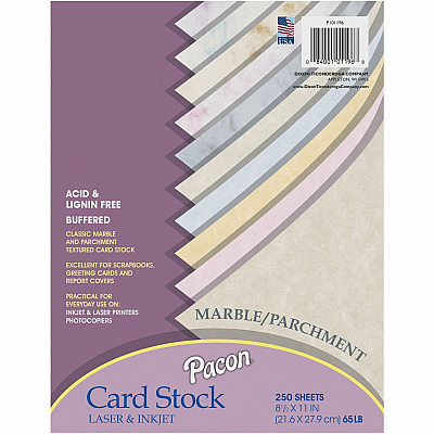 Pacon Marble/Parchment Cardstock Sheets - Assorted (PAC101196)