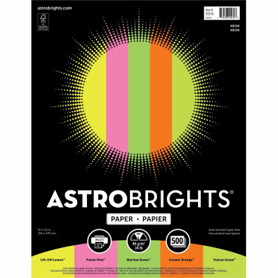 Astrobrights Color Paper - "Neon" 5-Color Assortment (20270)
